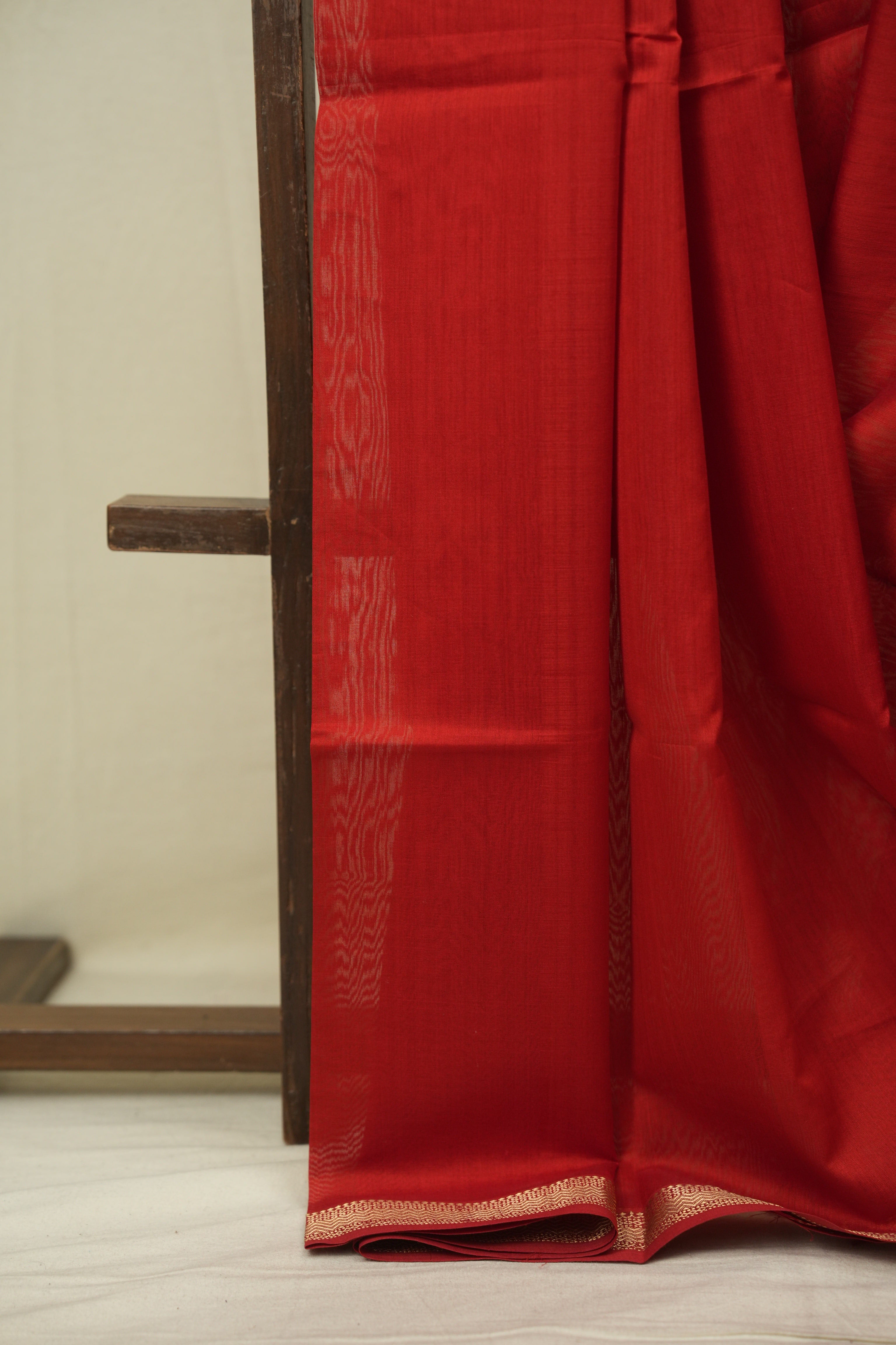 Red Maheshwari Saree- SRRMS1348