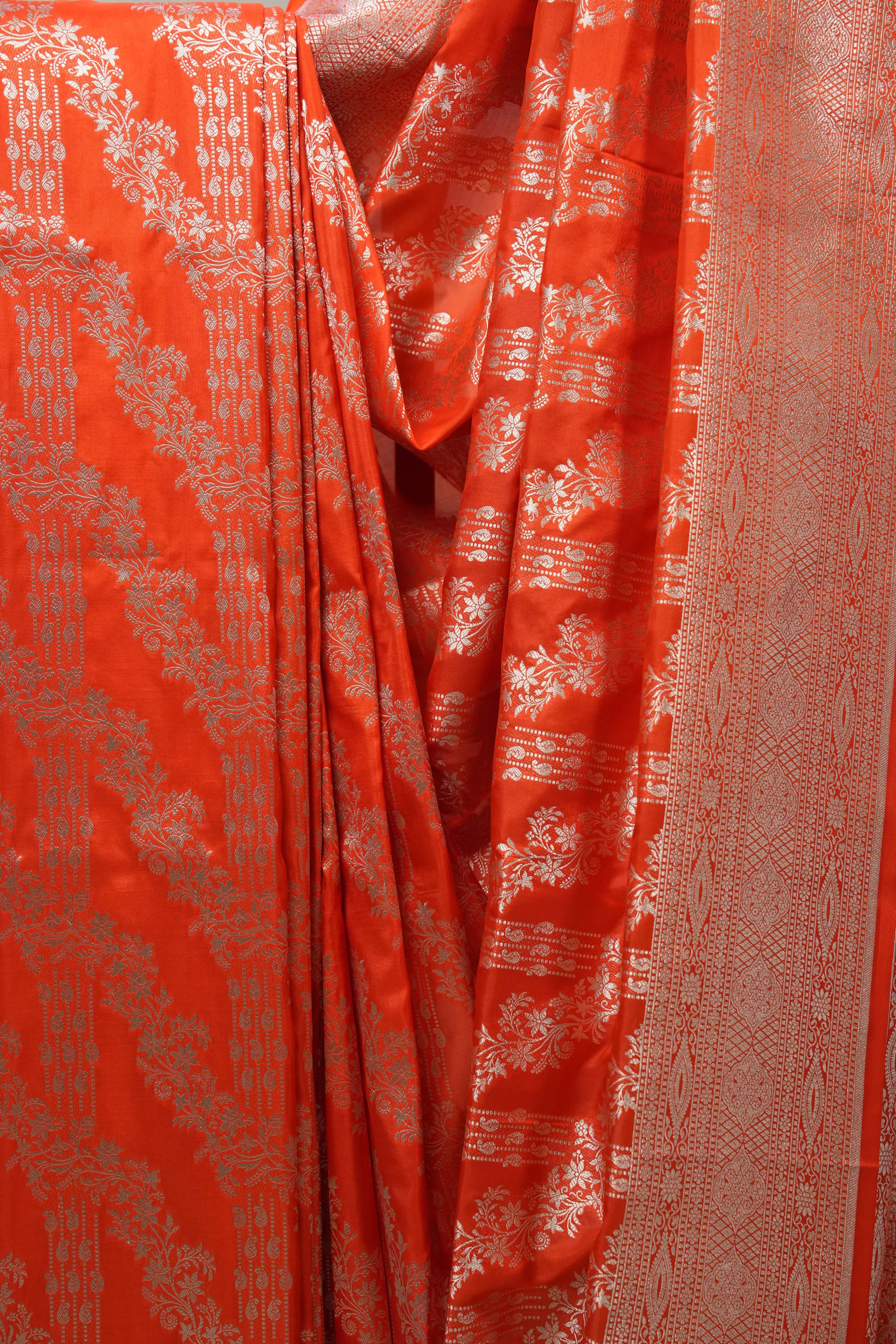 Orange Banarasi Silk Saree - SROBSS669