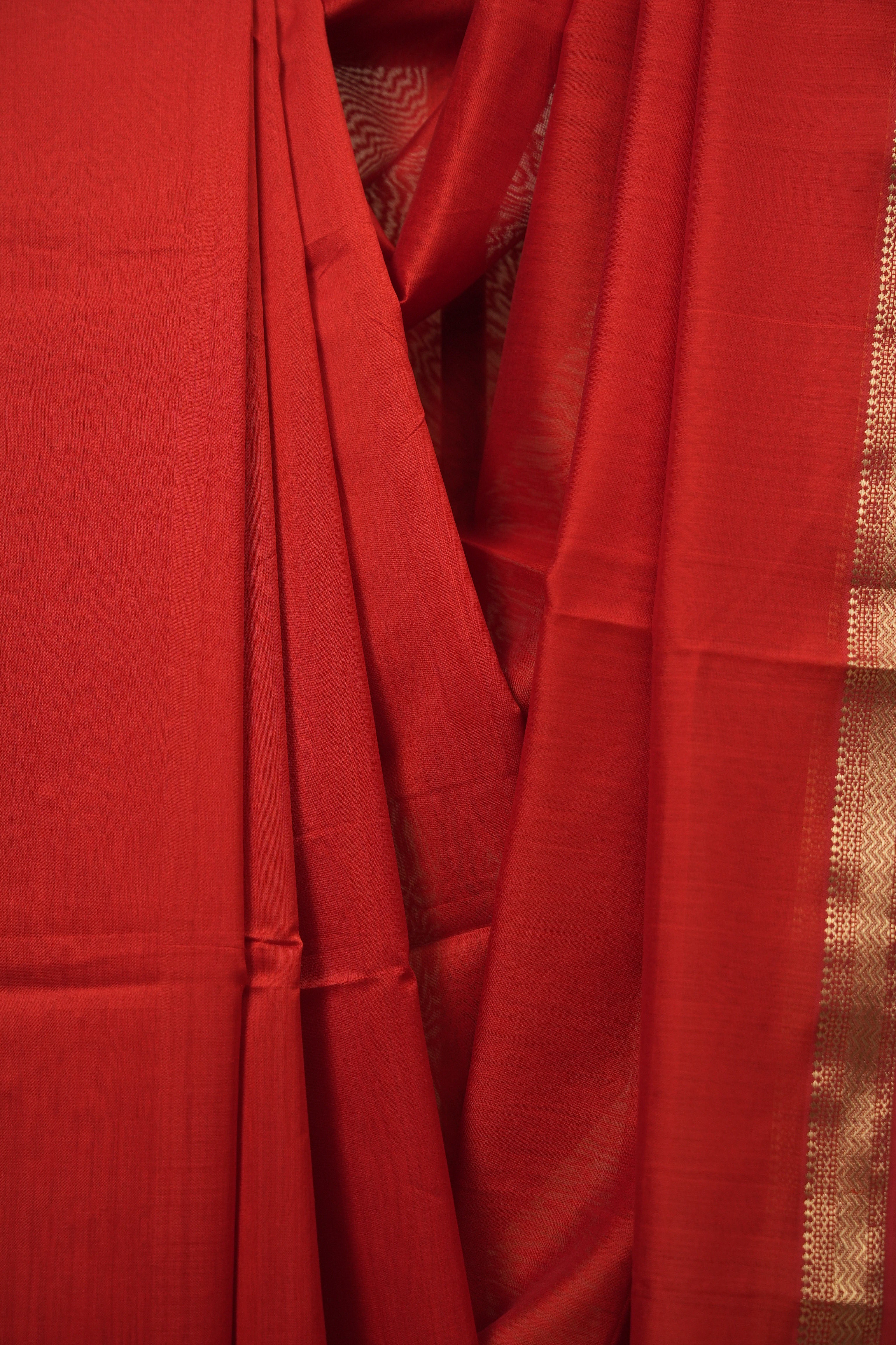 Red Maheshwari Saree- SRRMS1348