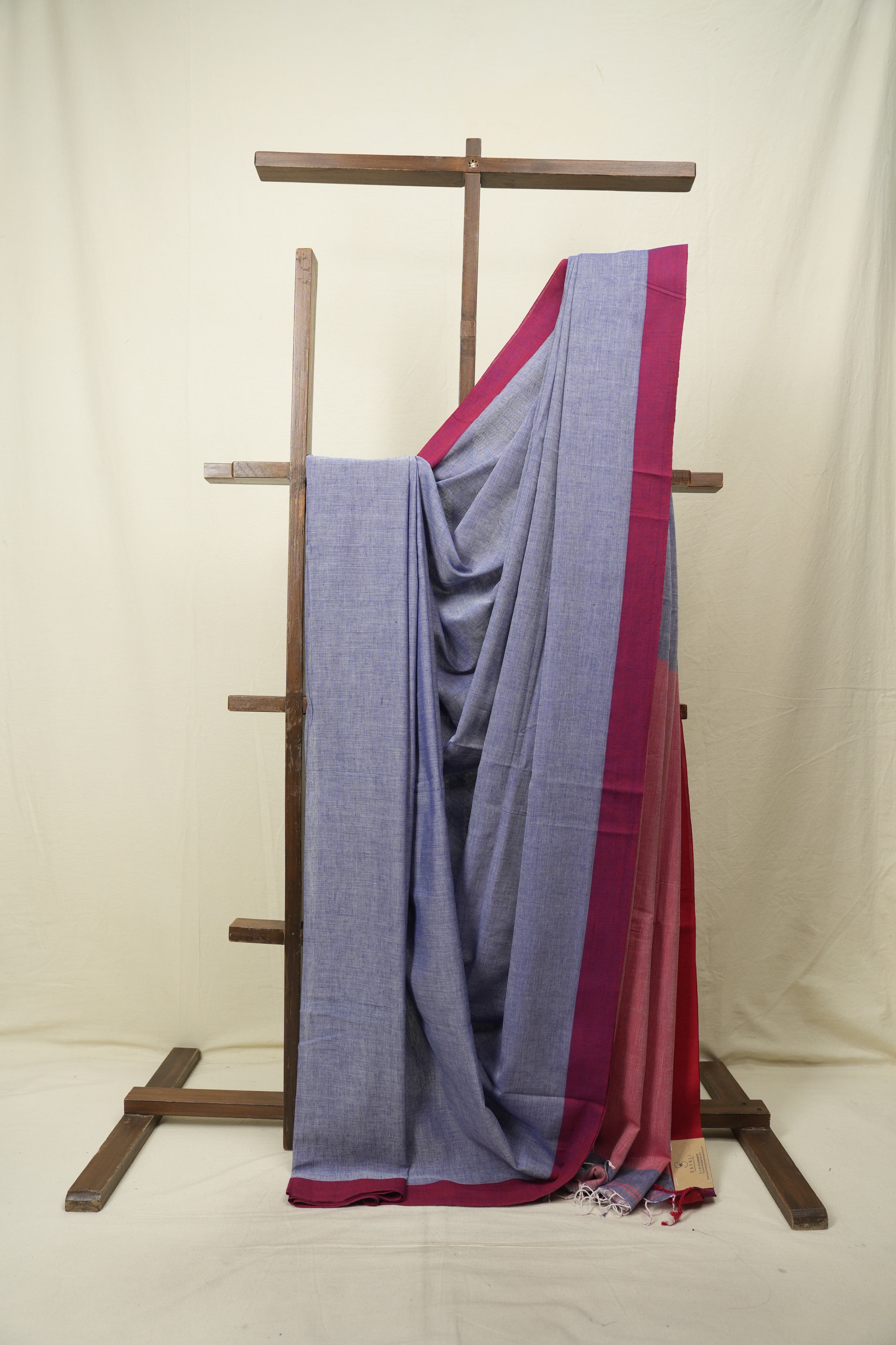 Powder Blue Bengal Cotton Saree - SRPBBCS198