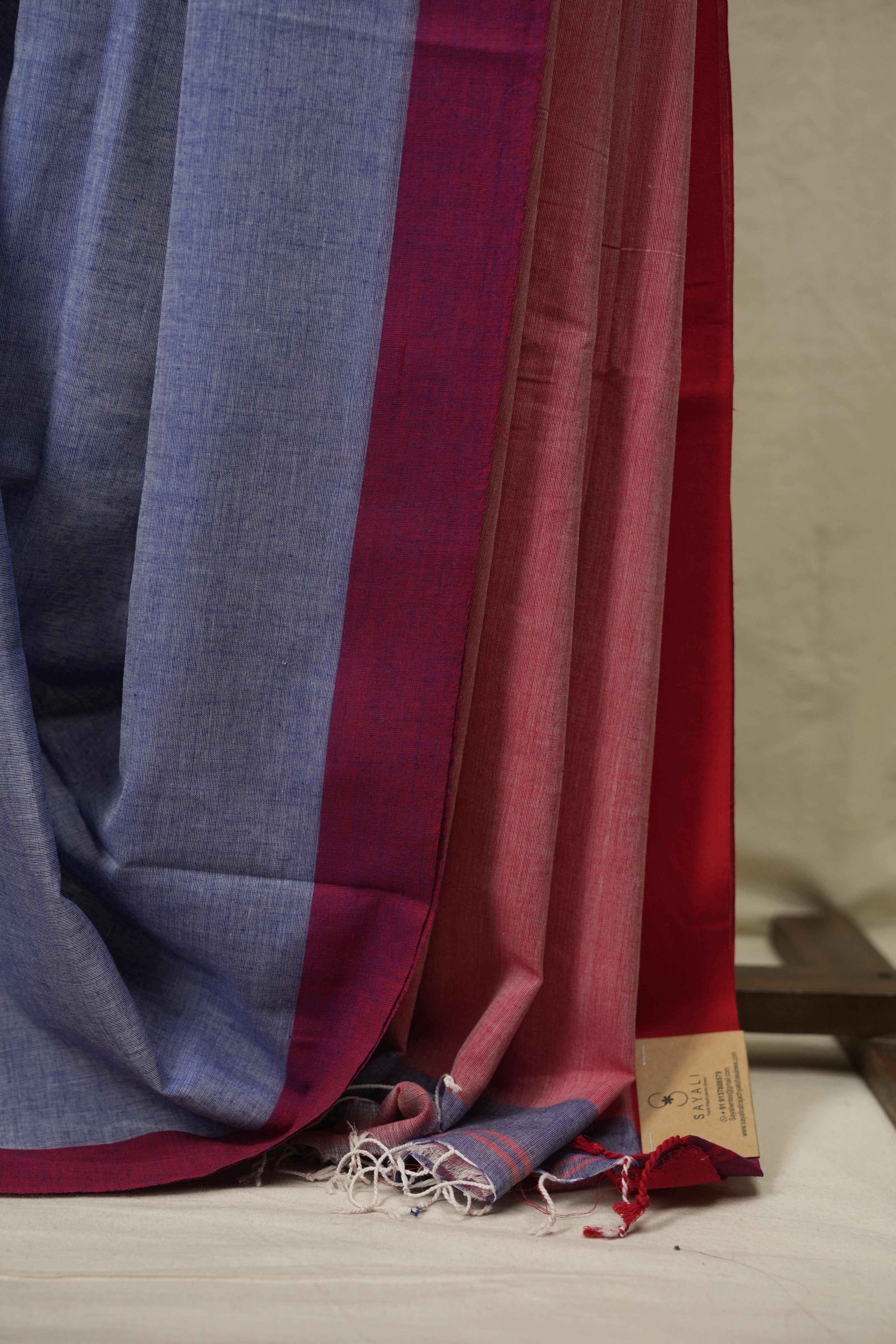 Powder Blue Bengal Cotton Saree - SRPBBCS198