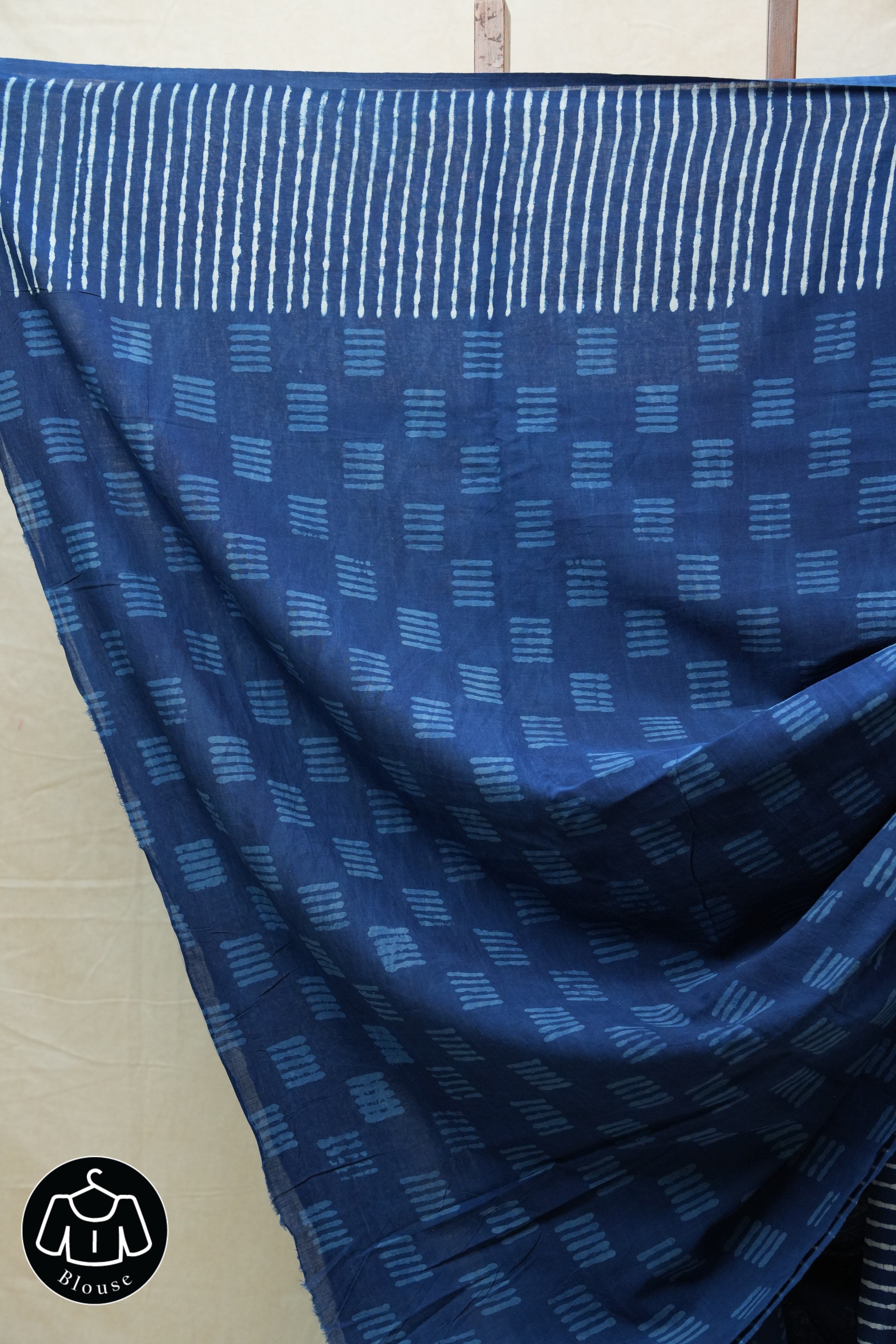 Indigo HBP Cotton Saree - SRICS2585