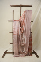 Silver Maroon Tissue Tussar Silk Saree - SRSMTTSS559