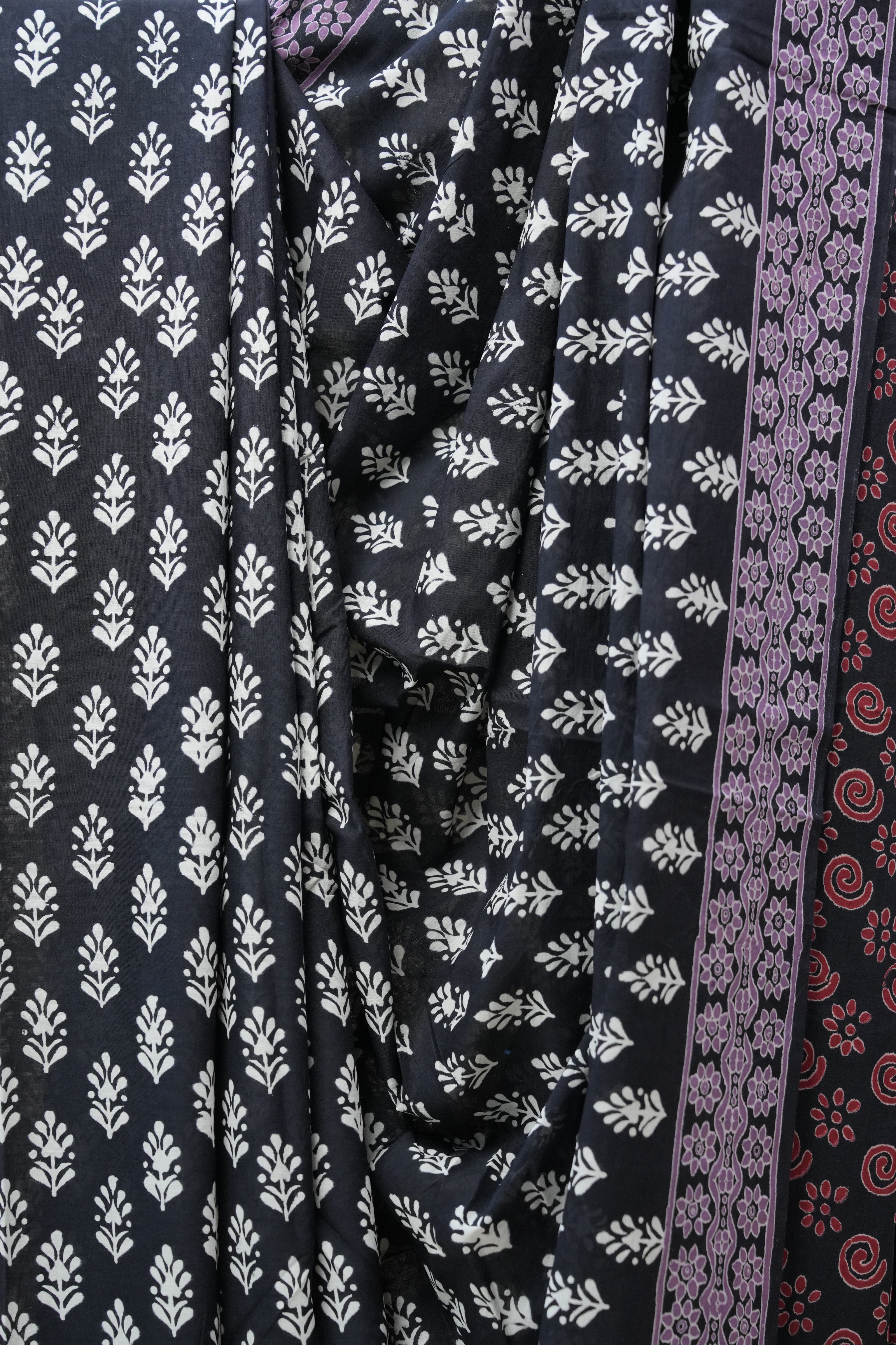 Black HBP Cotton Saree - SRBCS2611