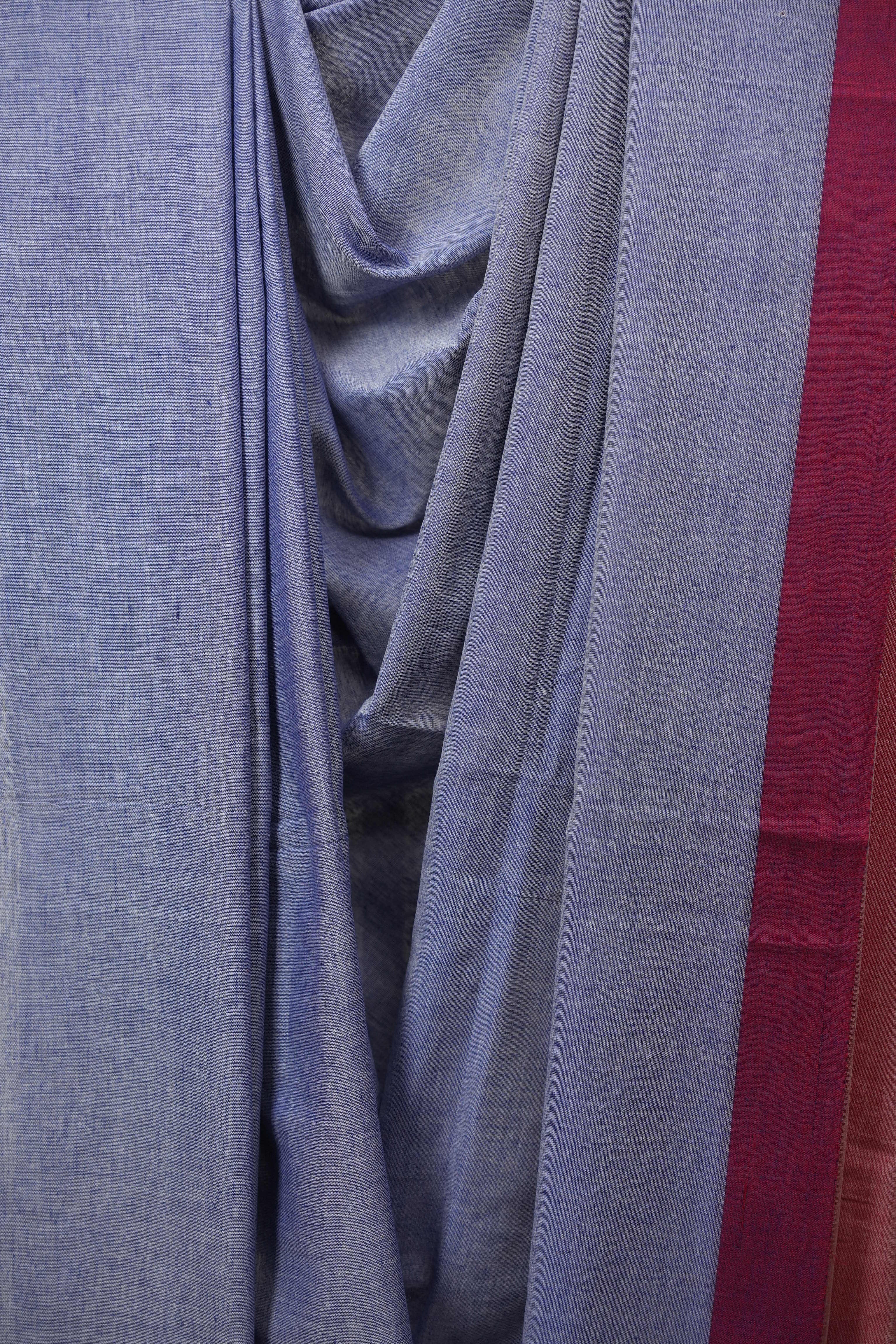 Powder Blue Bengal Cotton Saree - SRPBBCS198
