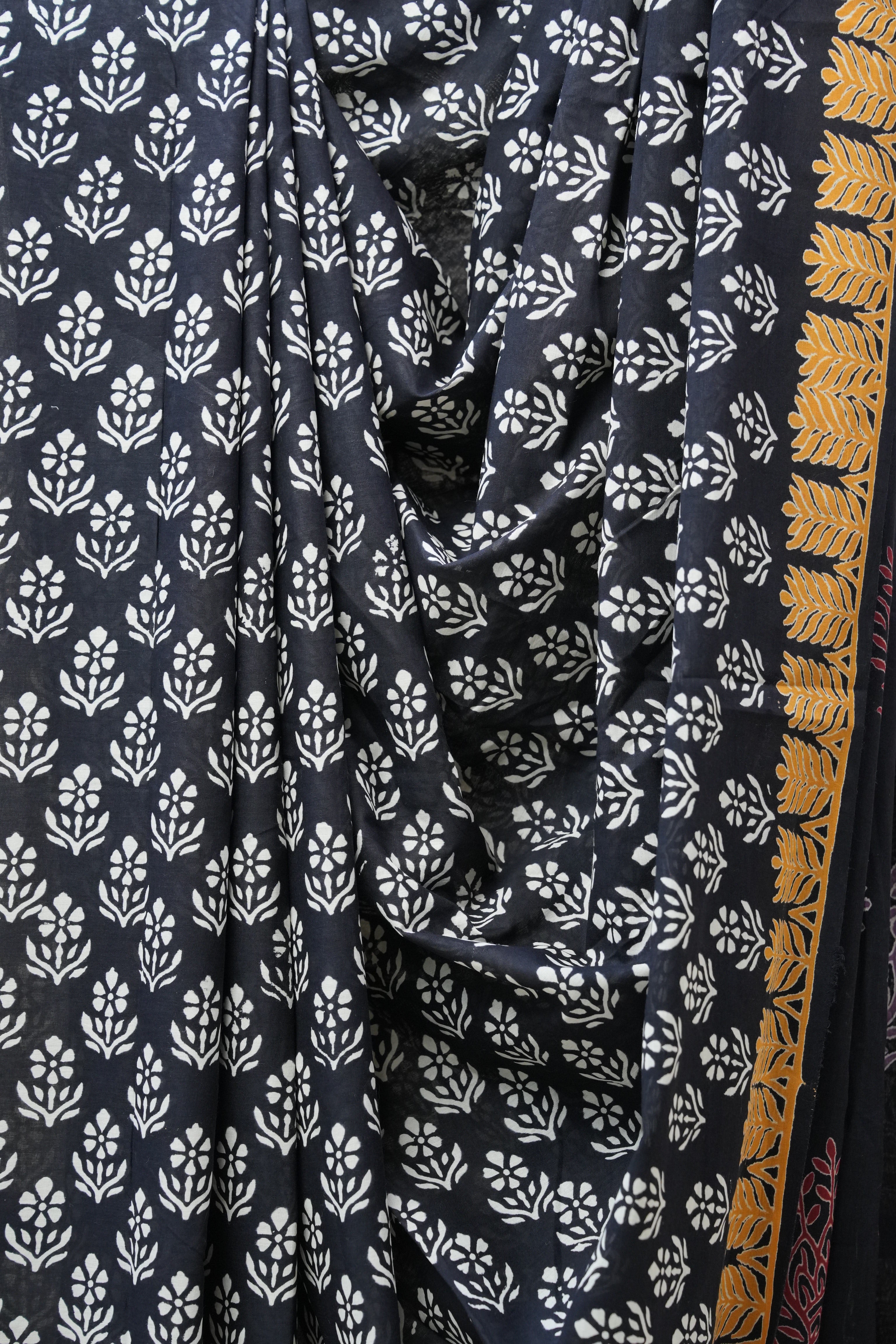 Black HBP Cotton Saree - SRBCS2715