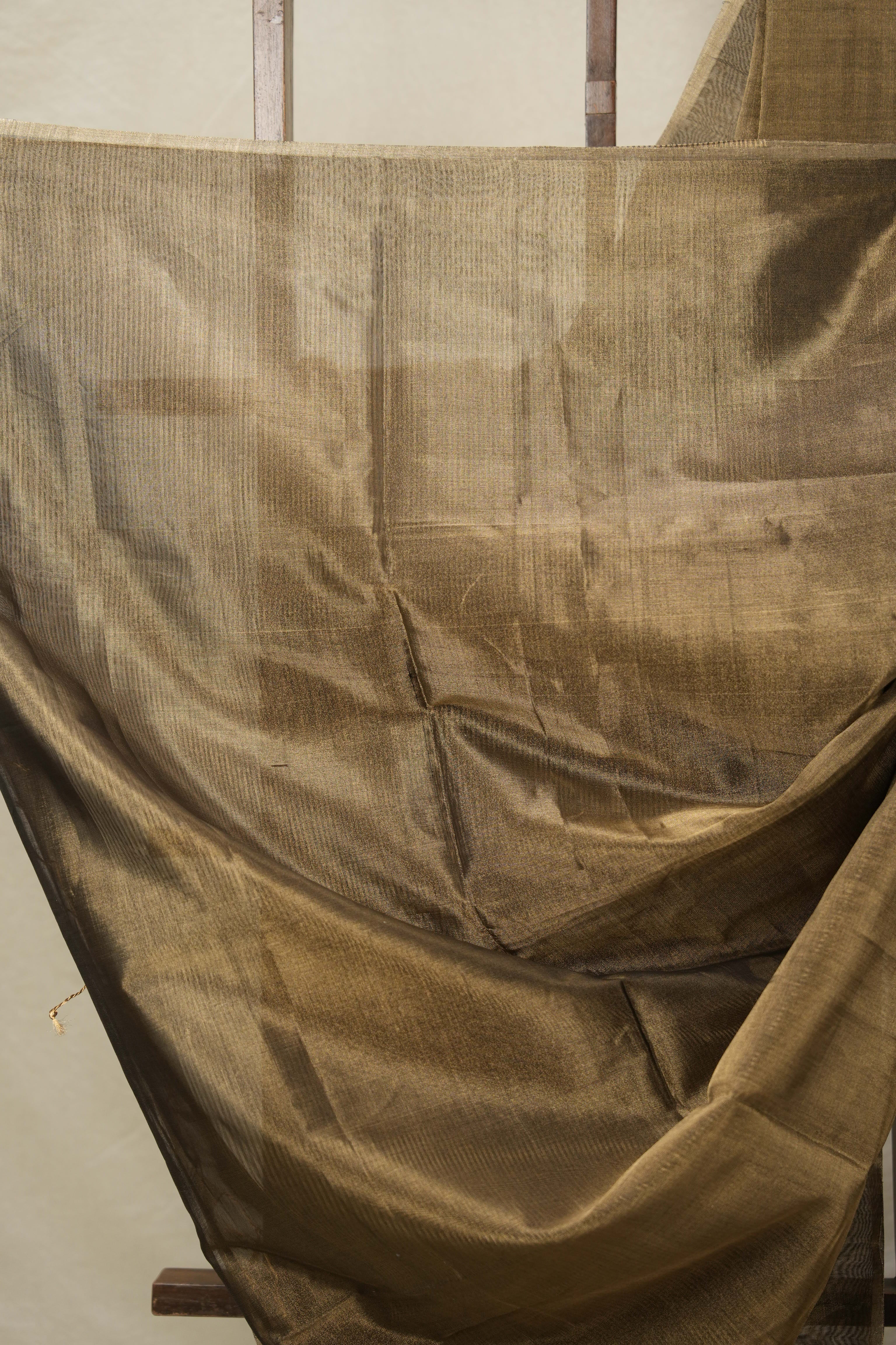 Black Gold Maheshwari Tissue Saree - SRBGMTS702