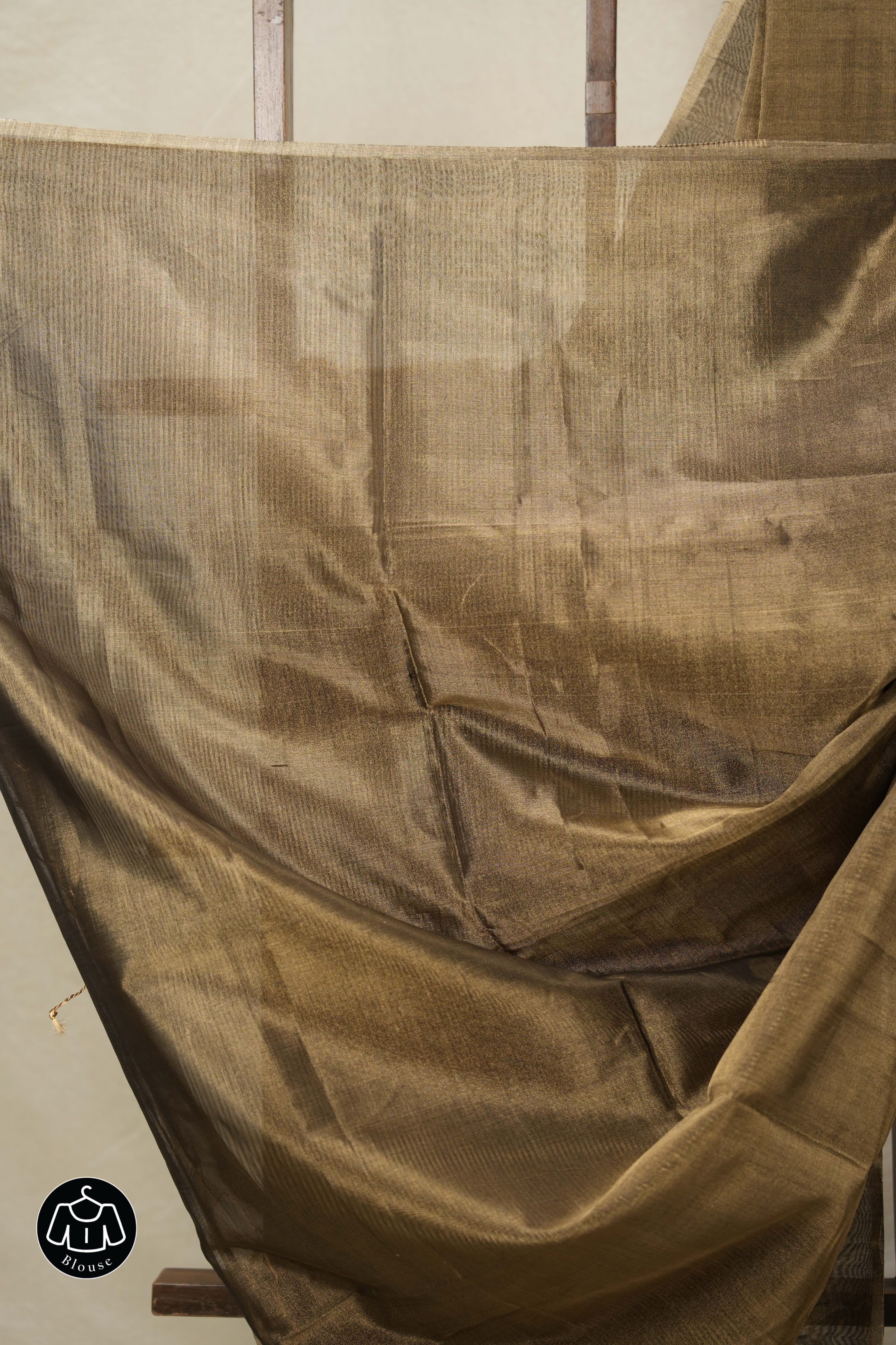 Black Gold Maheshwari Tissue Saree - SRBGMTS702