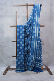 Indigo HBP Cotton Saree - SRICS2298
