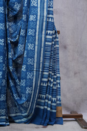 Indigo HBP Cotton Saree - SRICS2298