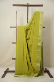 Neon Green Cotton Mangalgiri Saree - SRNGCMS63