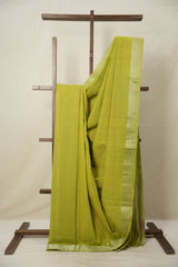 Neon Green Cotton Mangalgiri Saree - SRNGCMS63