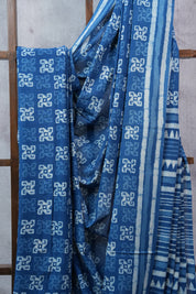 Indigo HBP Cotton Saree - SRICS2298