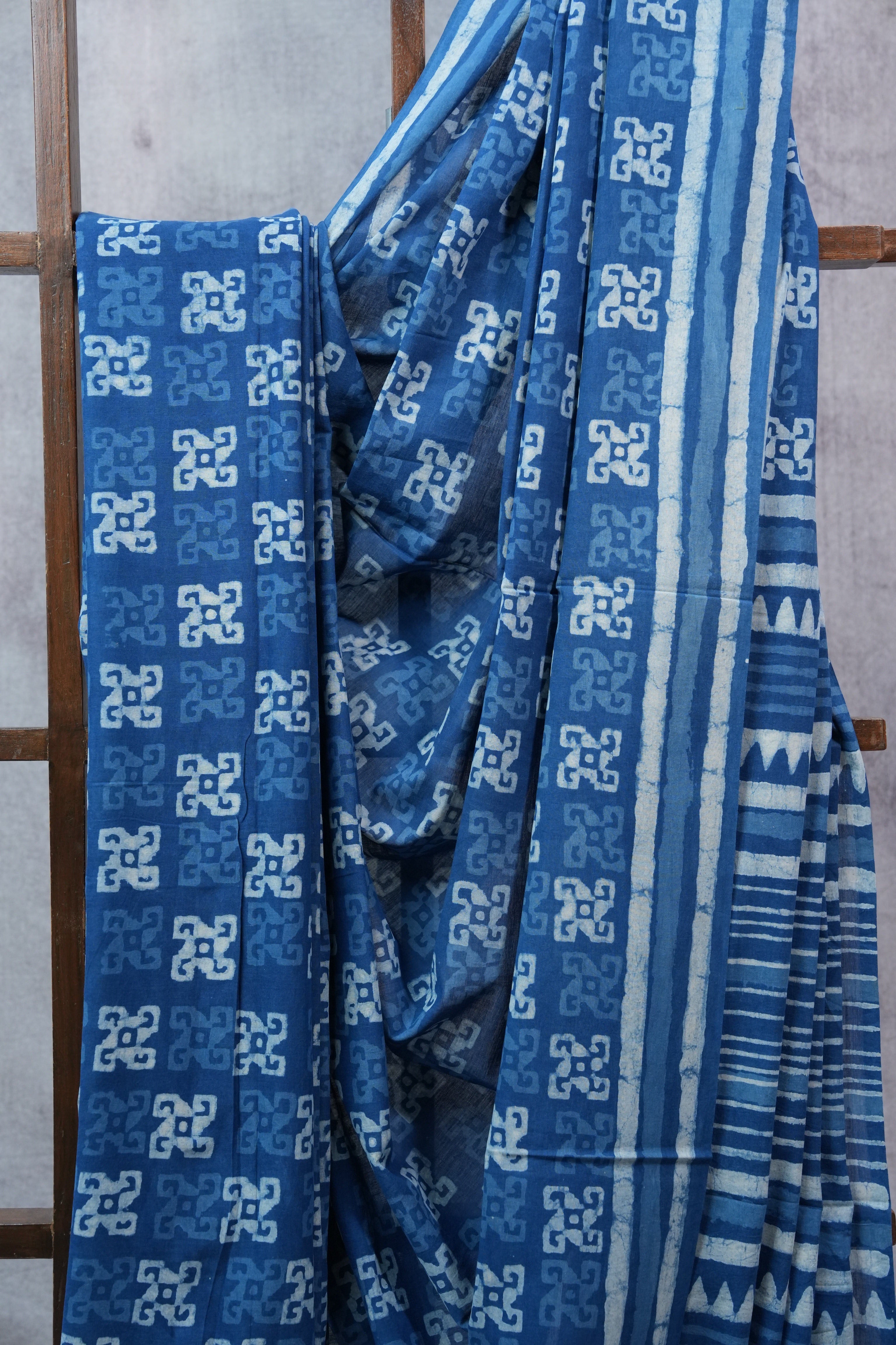 Indigo HBP Cotton Saree - SRICS2298