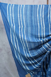 Indigo HBP Cotton Saree - SRICS2298