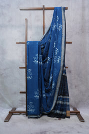 Indigo HBP Cotton Saree - SRICS2297