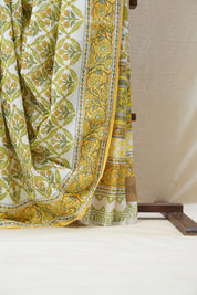 White HBP Cotton Saree - SRWCS2607