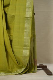 Neon Green Cotton Mangalgiri Saree - SRNGCMS63