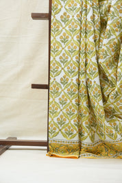 White HBP Cotton Saree - SRWCS2607