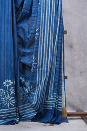 Indigo HBP Cotton Saree - SRICS2295