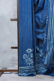 Indigo HBP Cotton Saree - SRICS2295