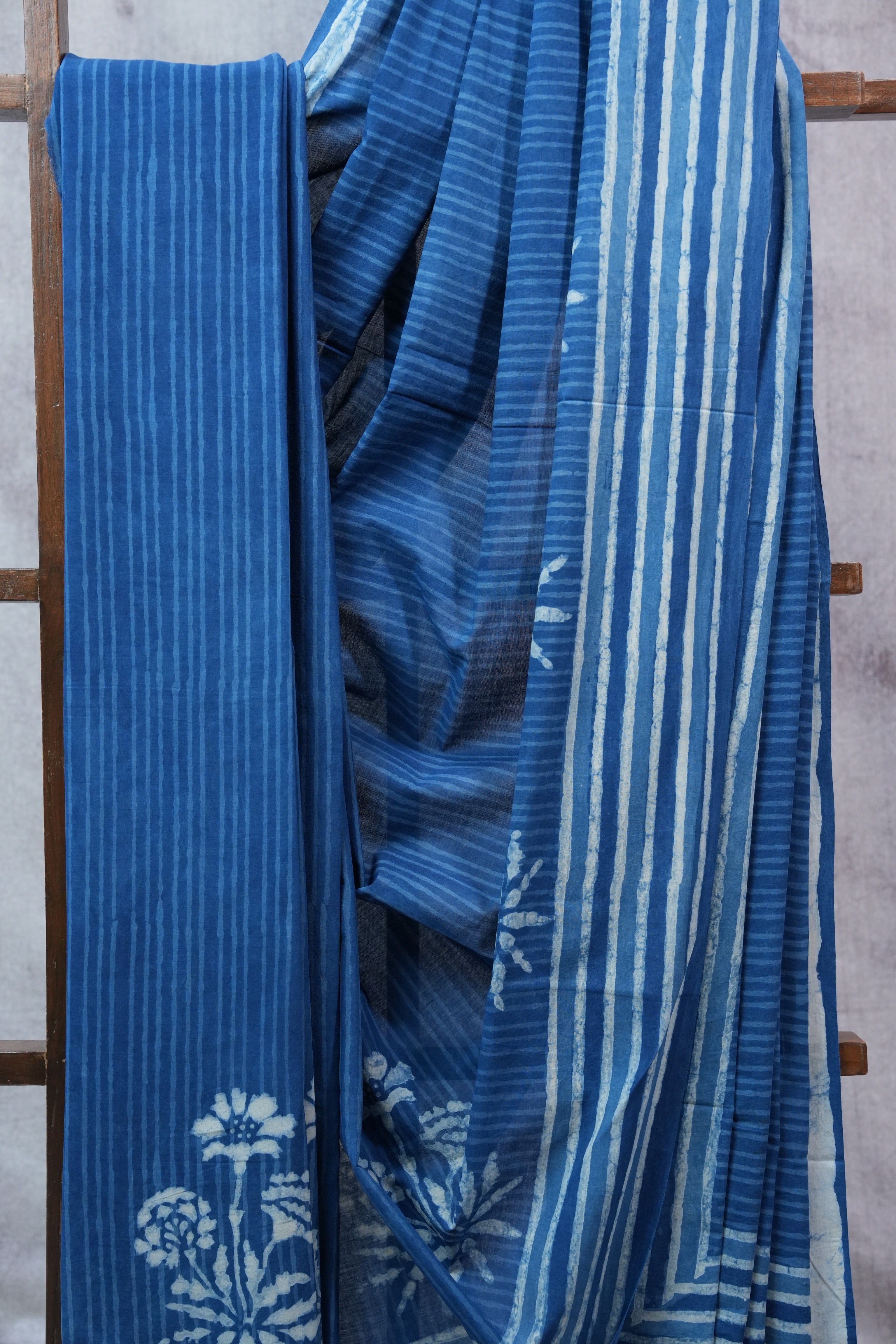Indigo HBP Cotton Saree - SRICS2295
