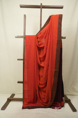 Rust Bengal Cotton Saree - SRRBCS196
