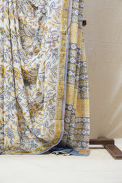 White HBP Cotton Saree - SRWCS2714