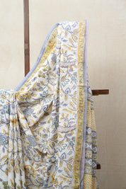 White HBP Cotton Saree - SRWCS2714