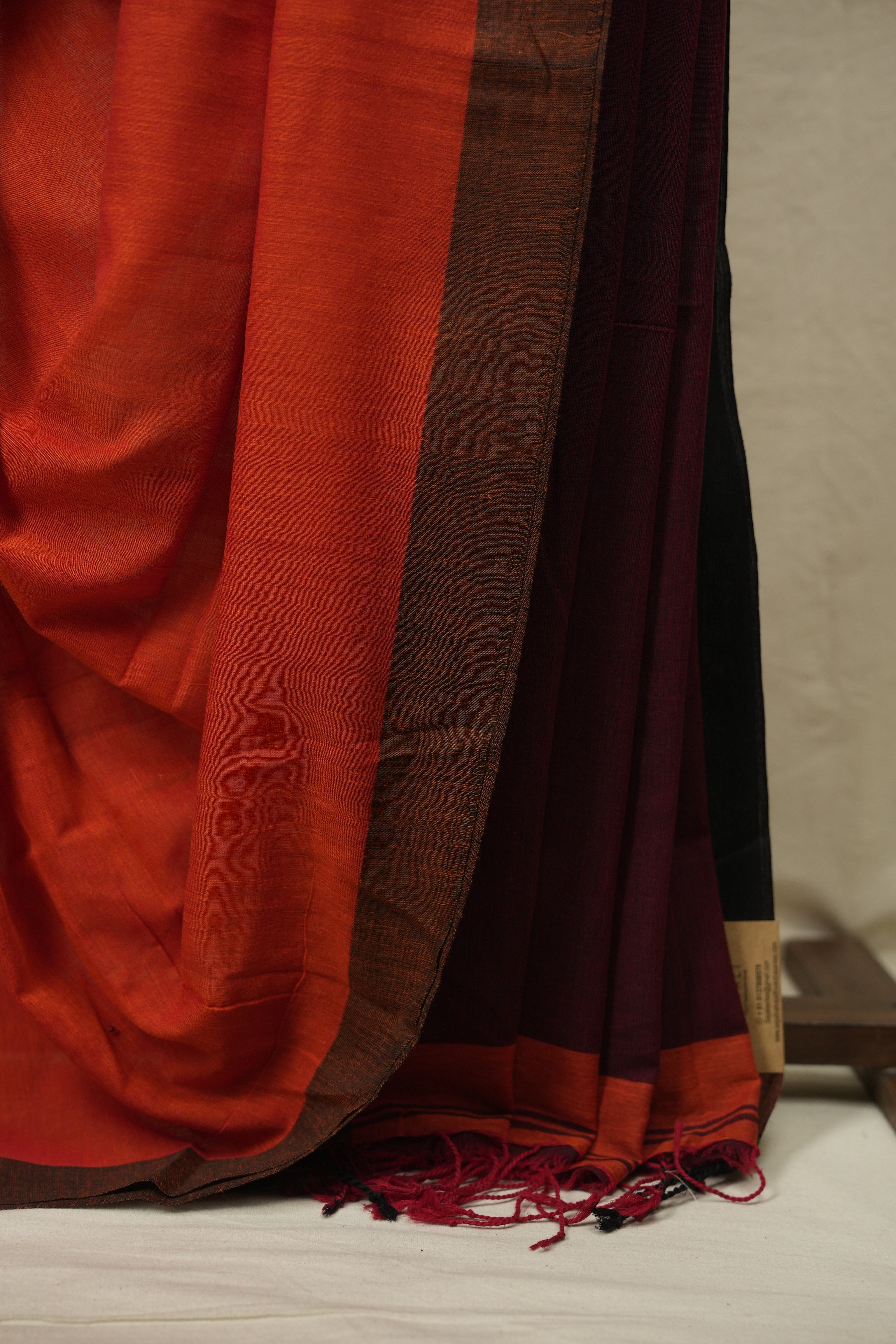 Rust Bengal Cotton Saree - SRRBCS196