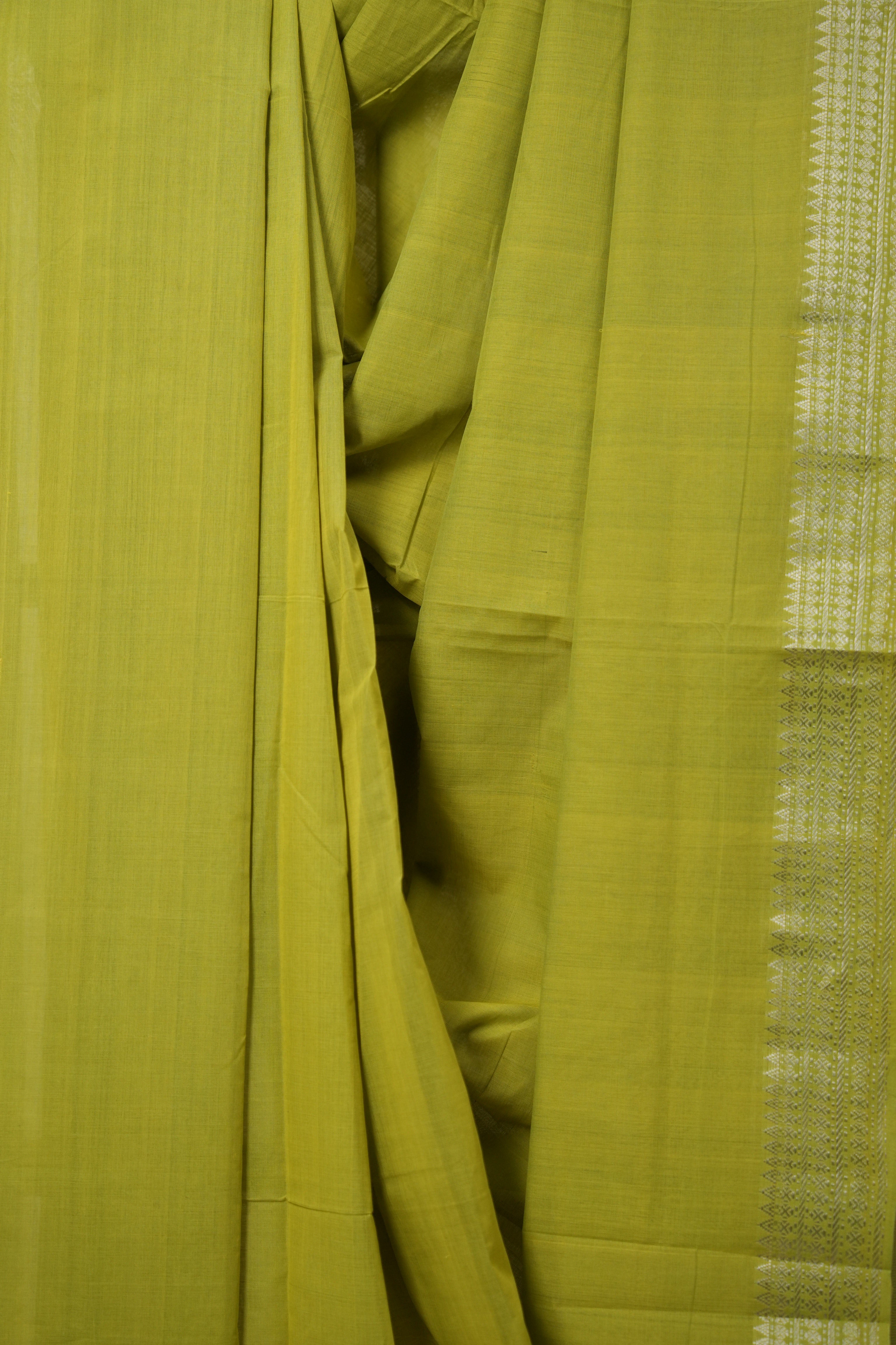 Neon Green Cotton Mangalgiri Saree - SRNGCMS63