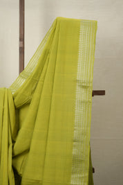 Neon Green Cotton Mangalgiri Saree - SRNGCMS63