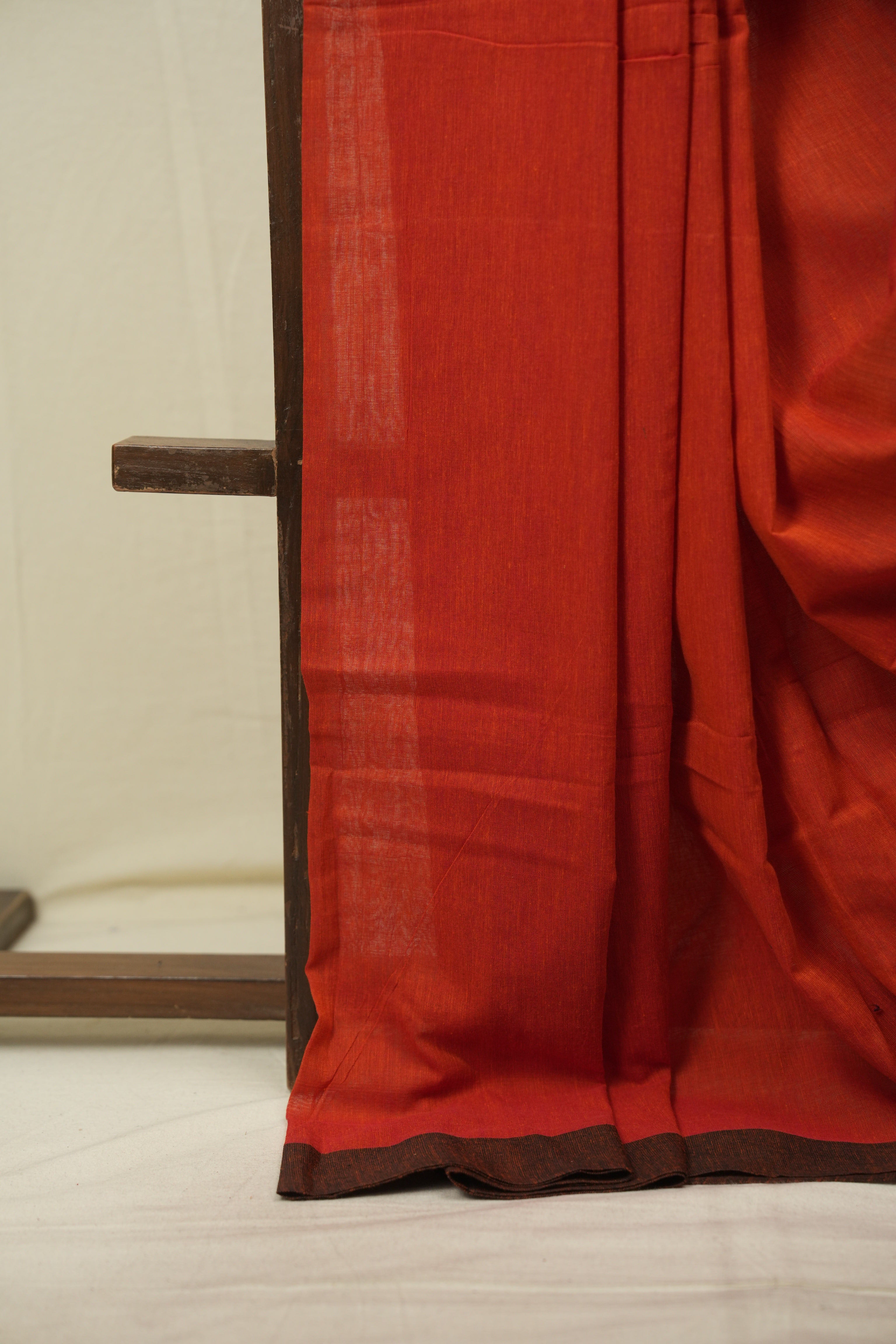 Rust Bengal Cotton Saree - SRRBCS196
