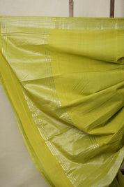 Neon Green Cotton Mangalgiri Saree - SRNGCMS63