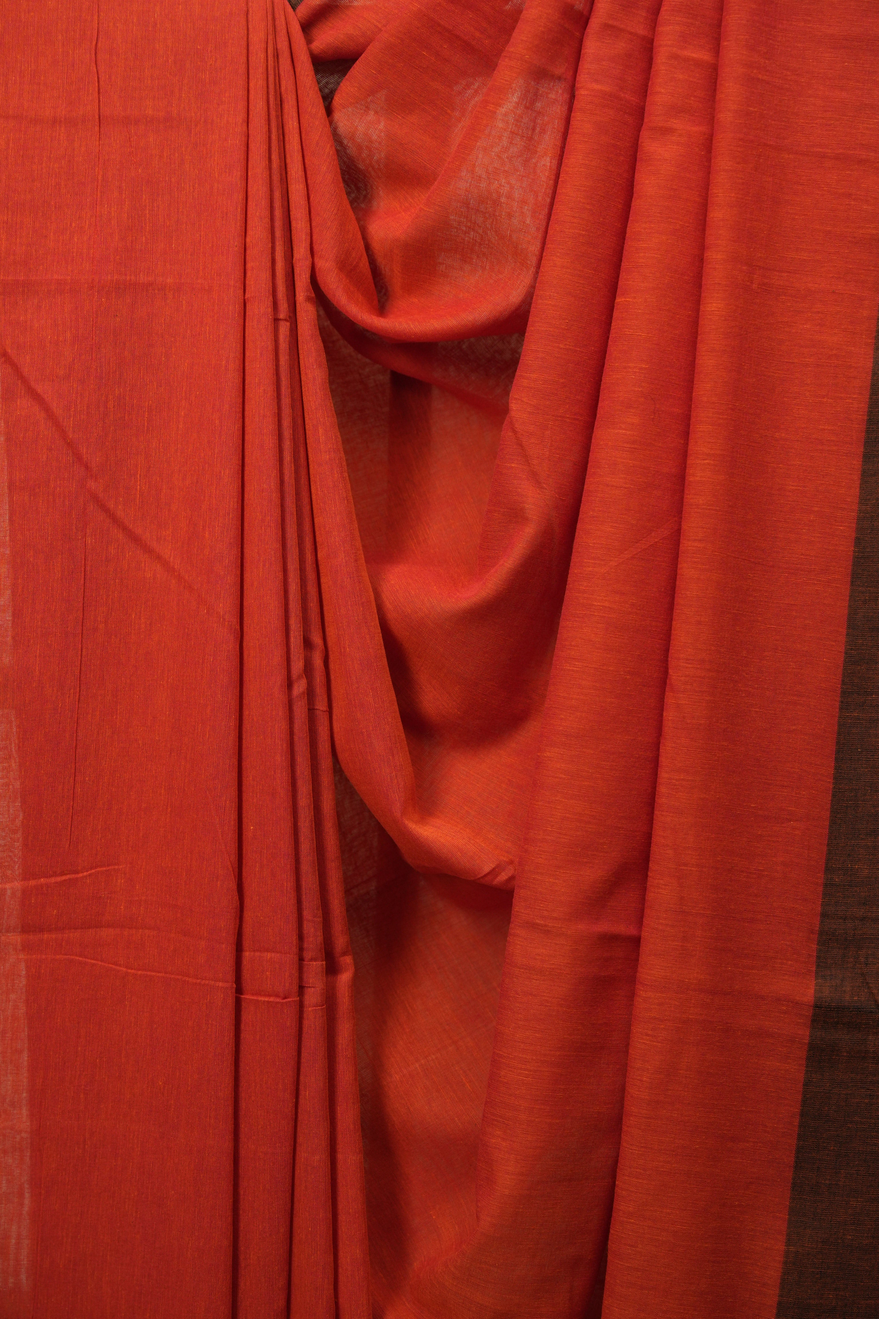 Rust Bengal Cotton Saree - SRRBCS196