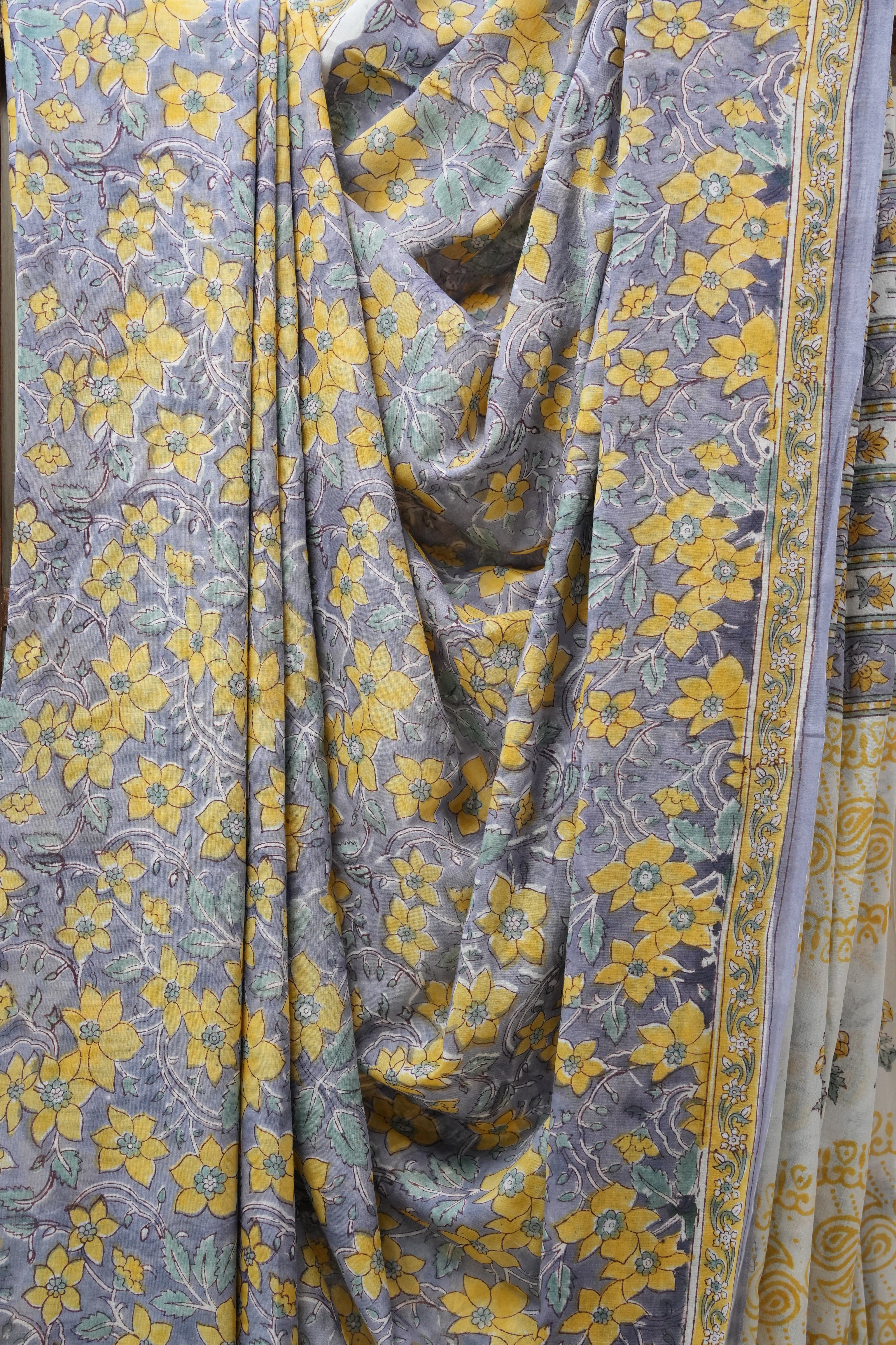 Grey HBP Cotton Saree - SRGCS2717