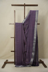 Purple Cotton Mangalgiri Saree - SRPCMS61