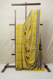 Yellow HBP Cotton Saree - SRYCS2622