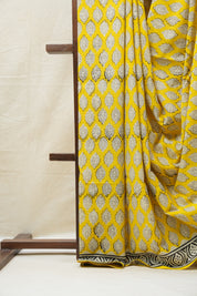 Yellow HBP Cotton Saree - SRYCS2622