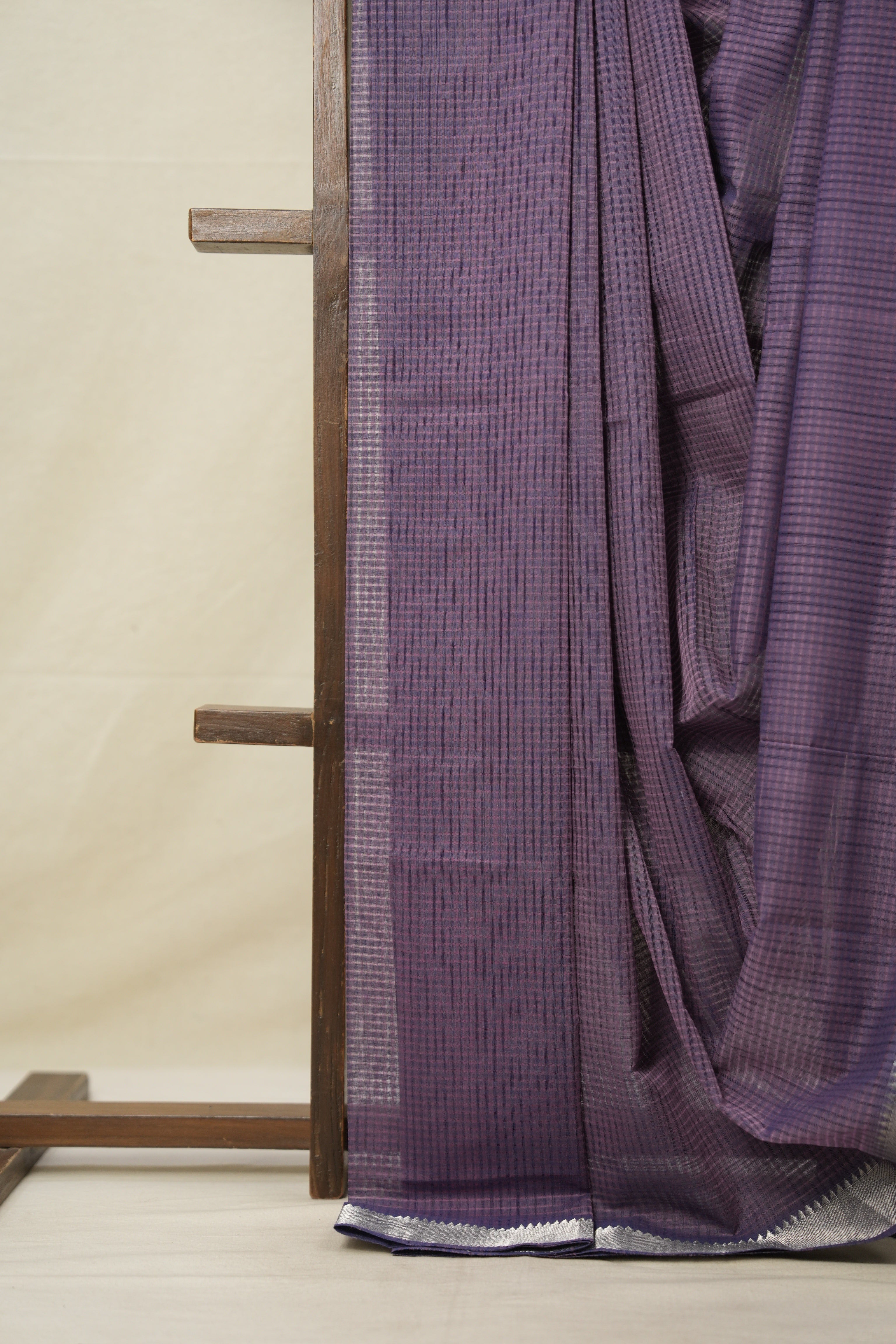 Purple Cotton Mangalgiri Saree - SRPCMS61