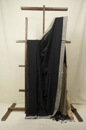 Black Bengal Cotton Saree - SRBBCS197