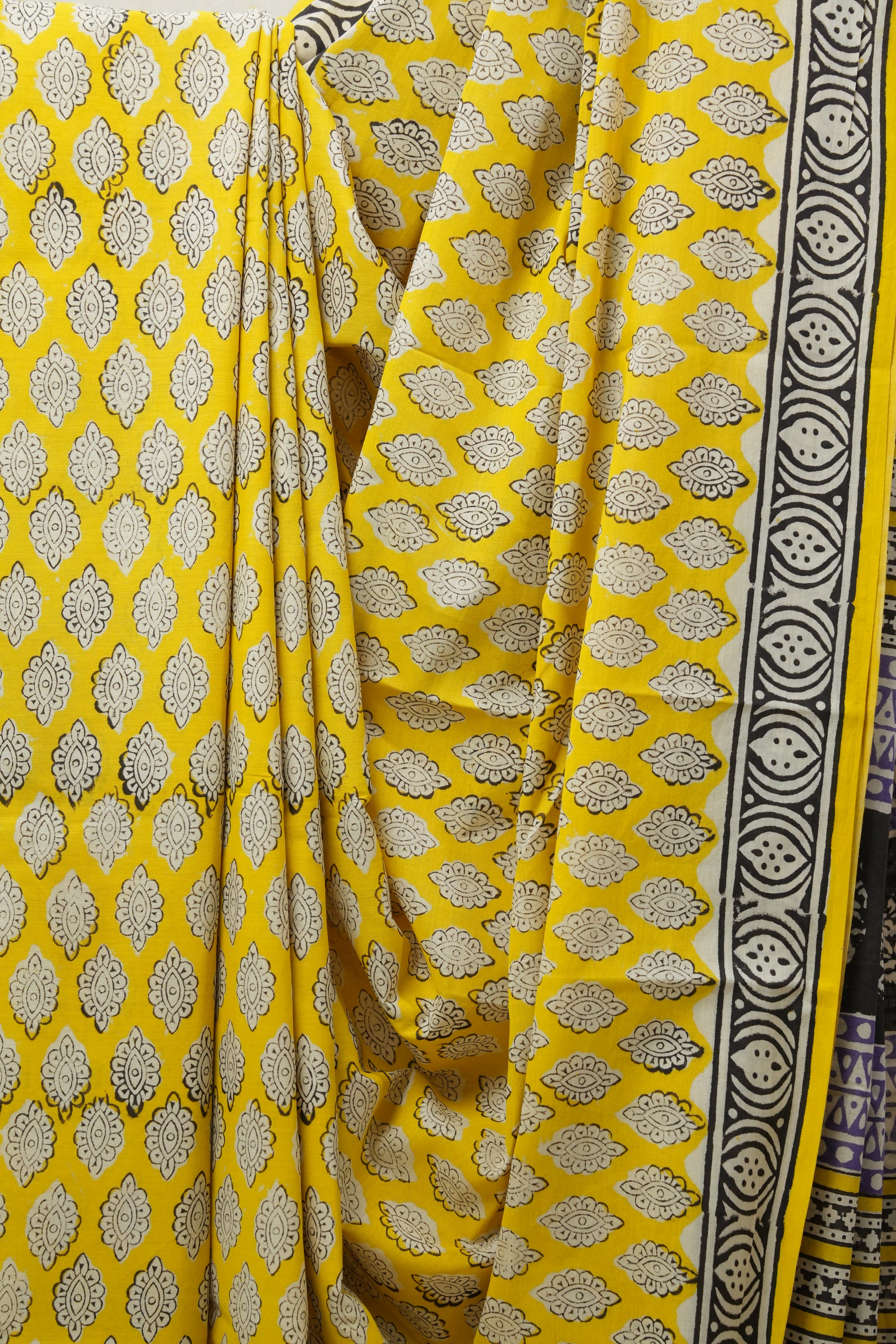 Yellow HBP Cotton Saree - SRYCS2622
