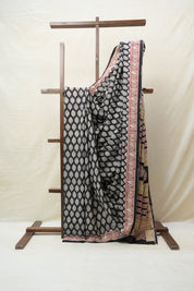 Black HBP Cotton Saree - SRBCS2661