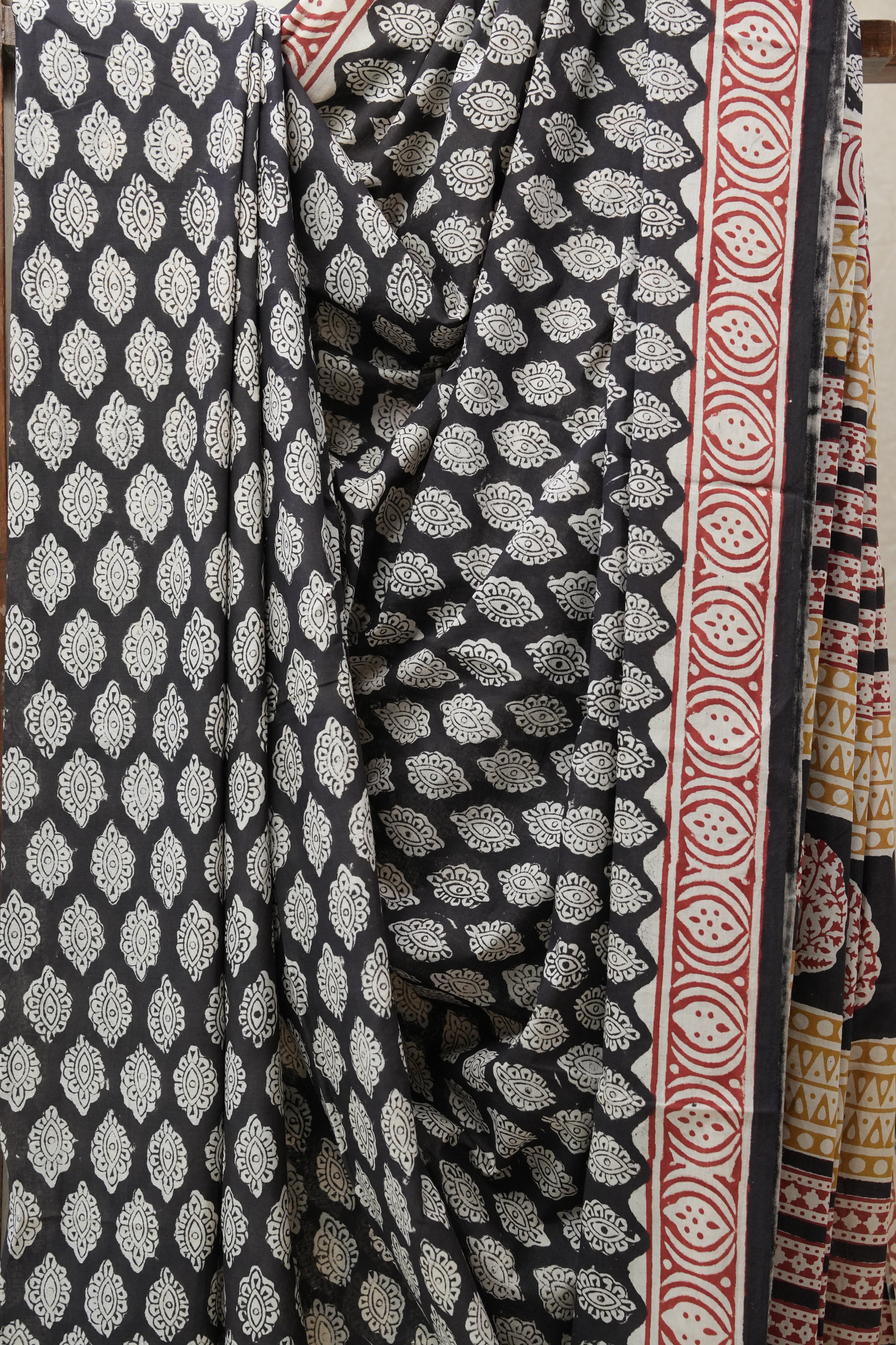 Black HBP Cotton Saree - SRBCS2661