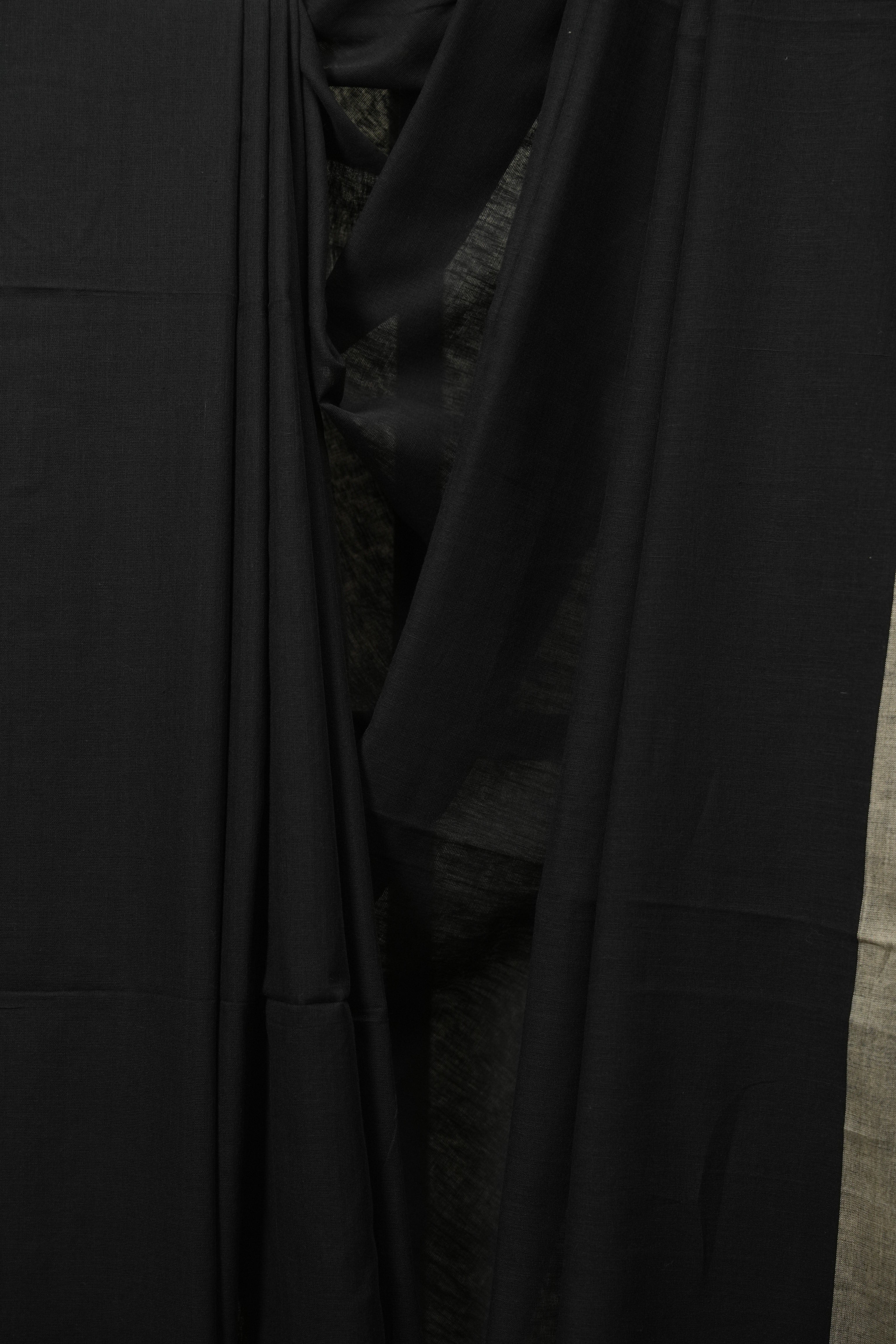 Black Bengal Cotton Saree - SRBBCS197