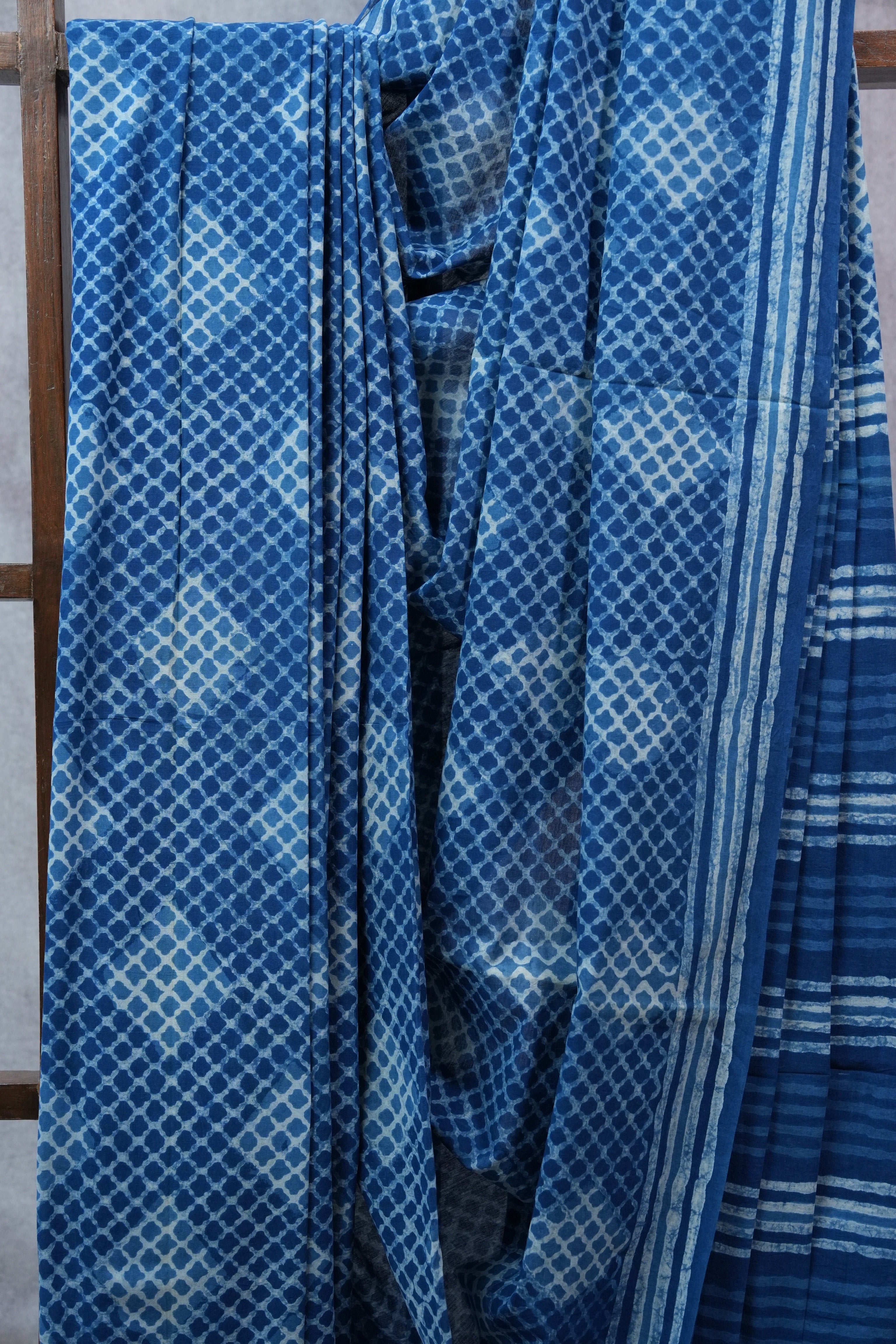 Indigo HBP Cotton Saree - SRICS2288