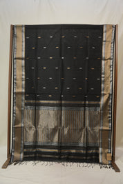 Black Maheshwari Saree - SRBGMS951