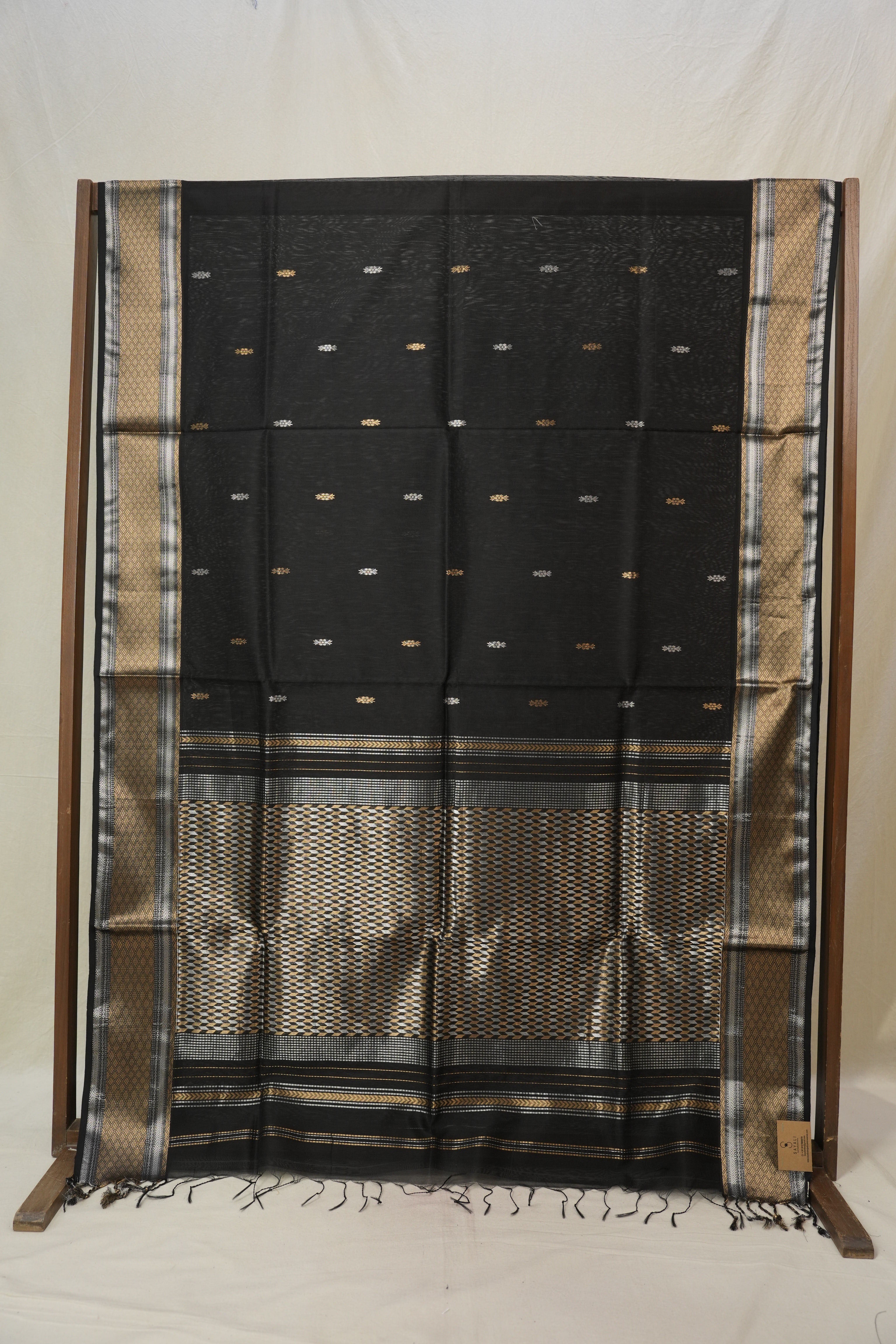 Black Maheshwari Saree - SRBGMS951