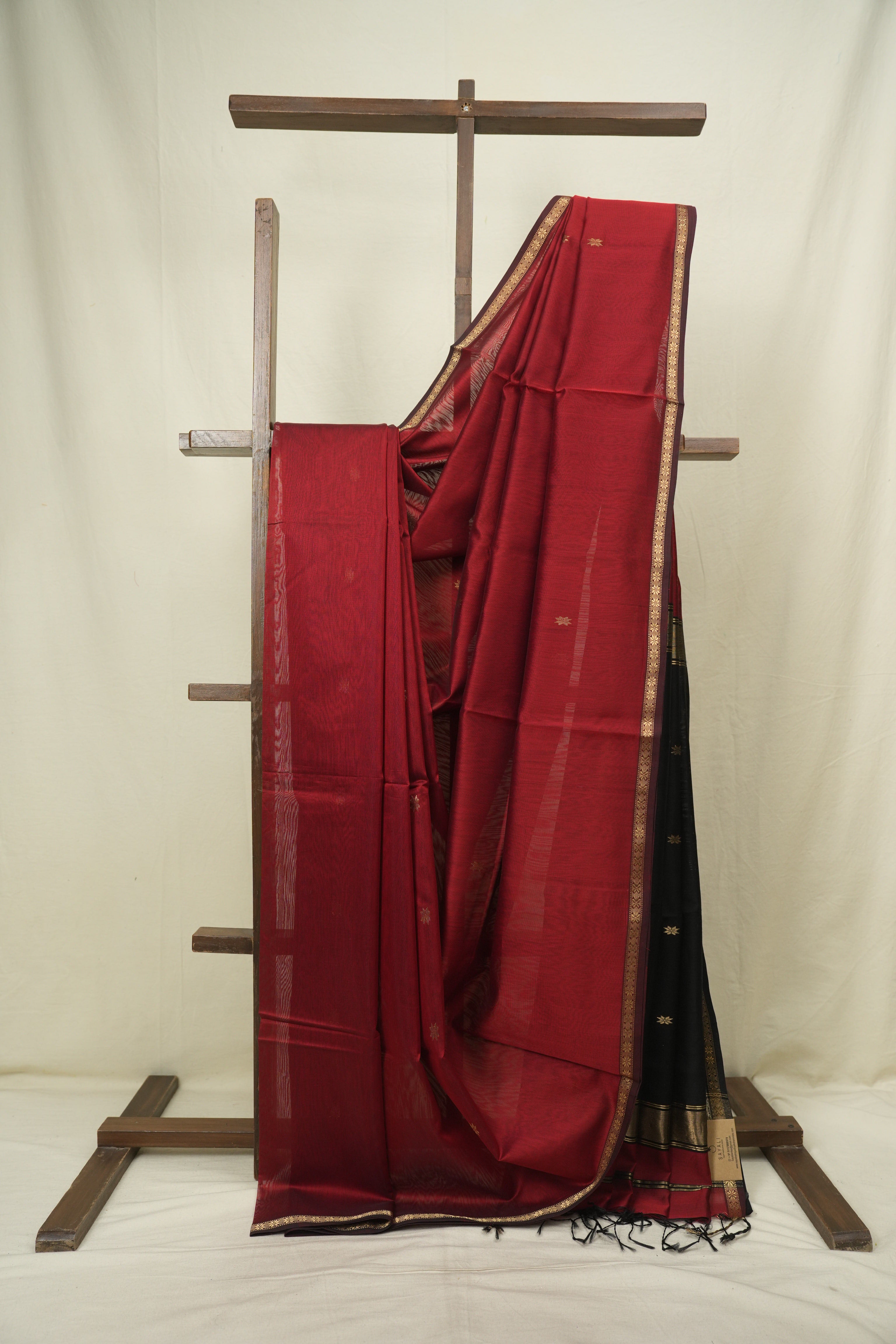 Maroon Maheshwari Saree - SRMMS1338