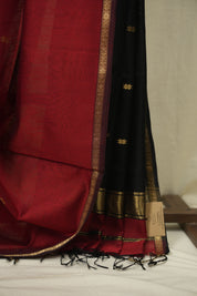 Maroon Maheshwari Saree - SRMMS1338
